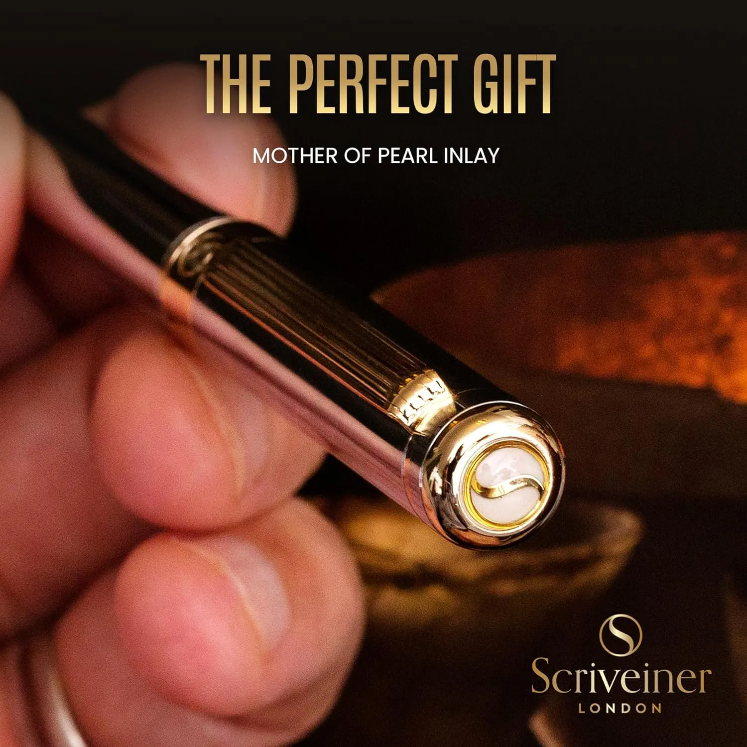 Pen - Stunning Luxury Pen with congenial Austrian 24K Gold Finish, Schmidt Black Refill, Best Ball Pen Gift Set for Men & Women, Professional, Executive, Office Scriveiner Silver Chrome Ballpoint 