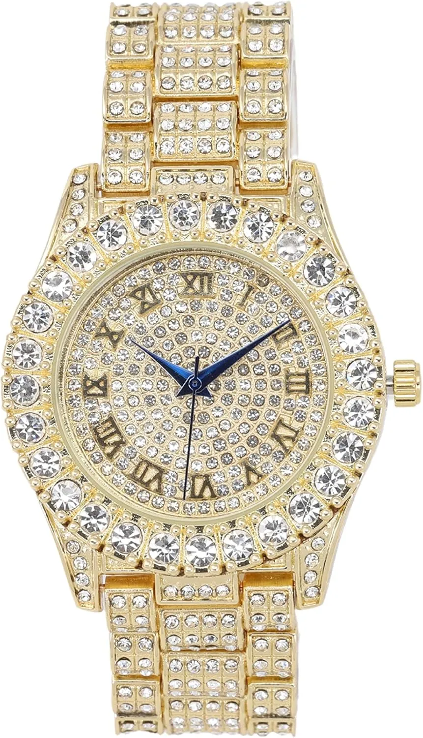 Perfect for Power Couples!! to Flaunt On and Off breach The Dance Floor - ST10325/ST10364 His and Hers Bling'ed Out King and Queen Hip Hop Watch Set 