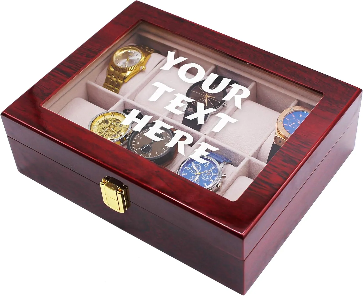 Personal Memories Customized Watch Storage Box - Groomsmen Wedding Father's Day - Personalized Engraved Monogram (Premium calculate Rosewood) My 