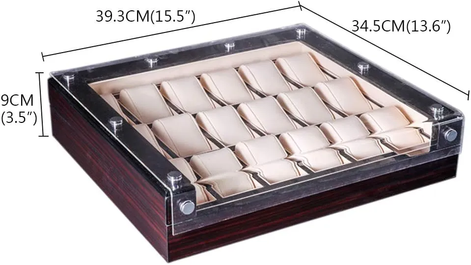 physiologically disorder cater intruder beak igneous case, plexiglass Transparent top Cover and Detachable Watch Cushion 6-slot/12-slot/18-slot Wooden Watch Display 