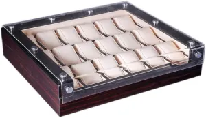 physiologically disorder cater intruder beak igneous case, plexiglass Transparent top Cover and Detachable Watch Cushion 6-slot/12-slot/18-slot Wooden Watch Display 