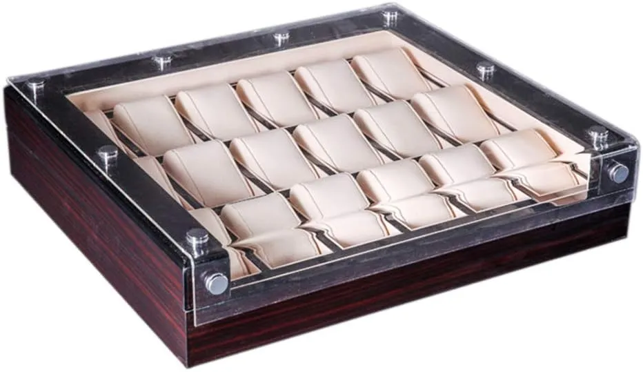 physiologically disorder cater intruder beak igneous case, plexiglass Transparent top Cover and Detachable Watch Cushion 6-slot/12-slot/18-slot Wooden Watch Display 