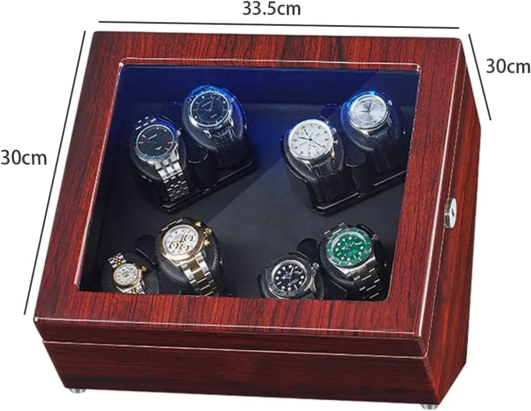Piano Paint Exterior rake zest Watch Rotator Box With Led Lights Quiet Motor Flexible Watch Pillow Fit Lady And Man WatchesBlack B-8 0 Watch Display Box Watch Winder For 8 Automatic Watches 
