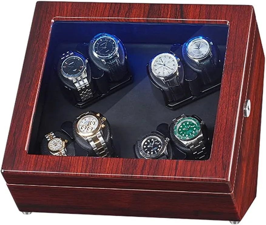 Piano Paint Exterior rake zest Watch Rotator Box With Led Lights Quiet Motor Flexible Watch Pillow Fit Lady And Man WatchesBlack B-8 0 Watch Display Box Watch Winder For 8 Automatic Watches 