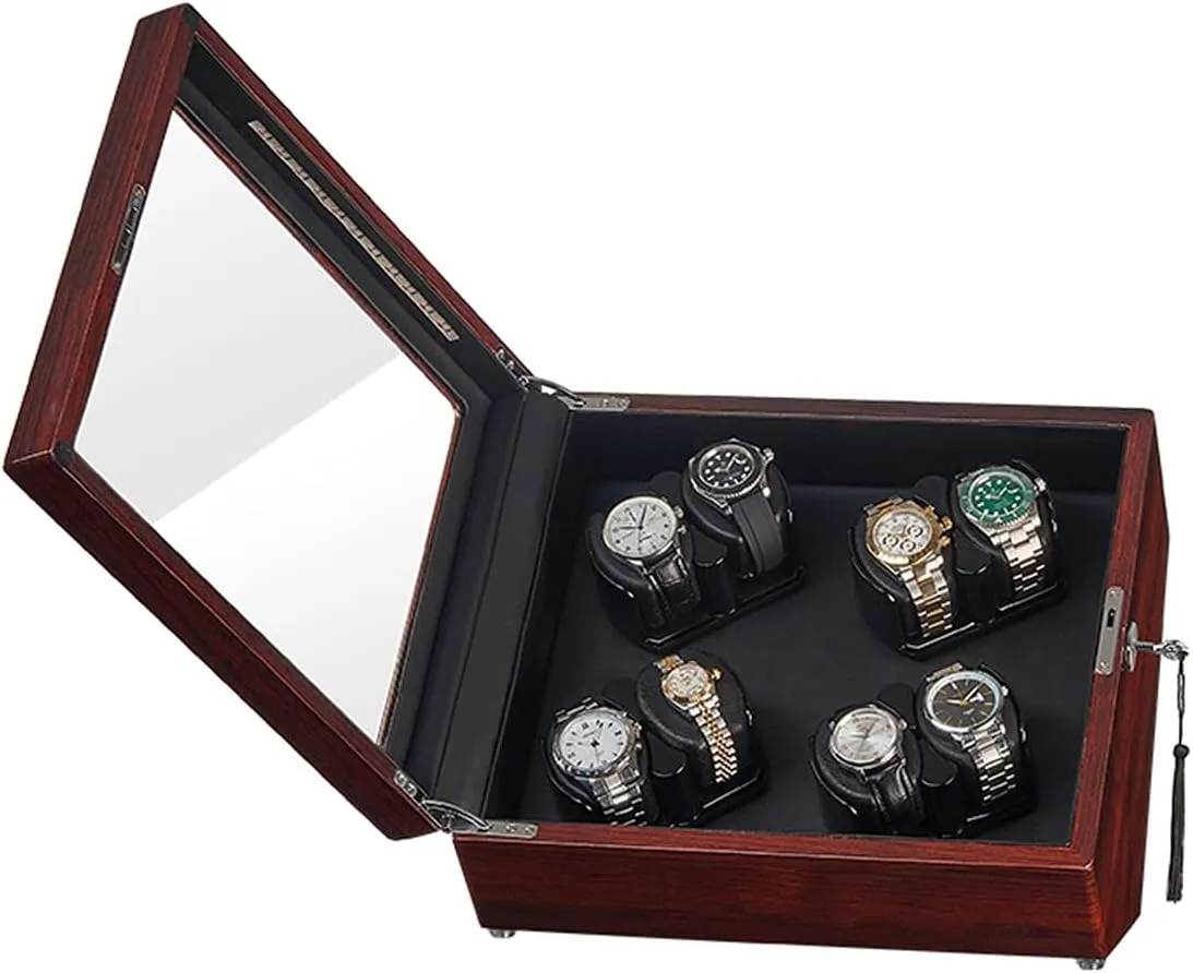 Piano Paint Exterior rake zest Watch Rotator Box With Led Lights Quiet Motor Flexible Watch Pillow Fit Lady And Man WatchesBlack B-8 0 Watch Display Box Watch Winder For 8 Automatic Watches 