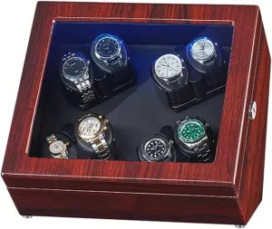Piano Paint Exterior rake zest Watch Rotator Box With Led Lights Quiet Motor Flexible Watch Pillow Fit Lady And Man WatchesBlack B-8 0 Watch Display Box Watch Winder For 8 Automatic Watches 