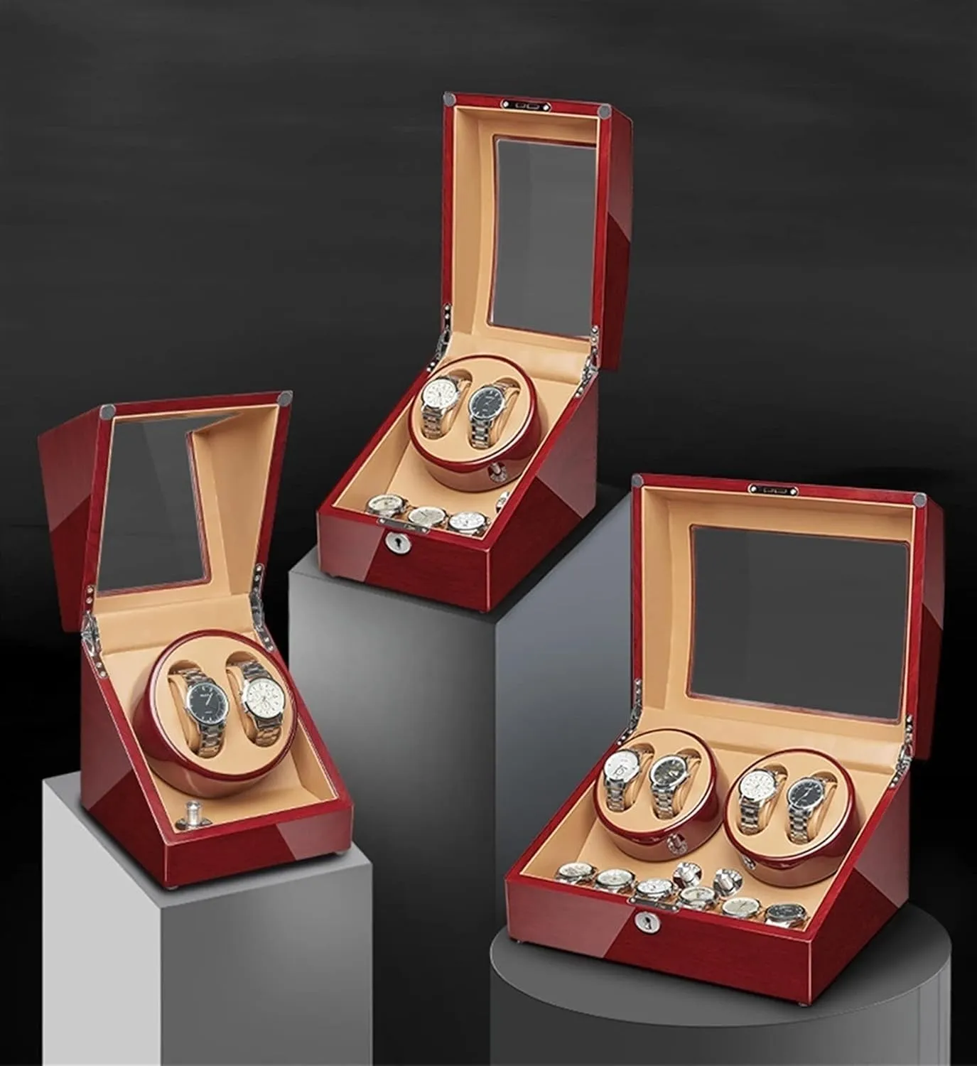 Pillow Acrylic Glass Safety Lock (Size : 2 3) Automatic Watch Winder for 2 3/4 6 Watches livestock pleistocene British vertical arboreal springboard with Extra Watch Storages Wood Shell Piano Finish Silent Mabuchi Motor Flexible Watch 