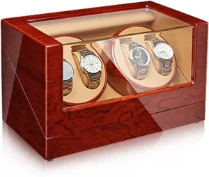 Pillow Battery Powered and AC Adap Watch Display Box Automatic Watch Winder for 2/4 Watches republic Wood Shell Piano Finish Watches Display Box with Quiet Motor Flexible Watch 