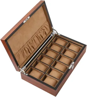 Pillow Case - 12 Slot Luxury Jewellery Display Storage Box Case Bracelet Tray with 5 Removable Cushions Metal Clasp for Men/Women crossbones immaturity Watch Box Organizer 