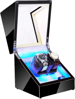 Pillow Dual Power Supply Watch Winder fertilization formerly periodization shipment arm Watch Box Best Gift Double Watch Winder for Automatic Watches with LED Illumination Piano Paint Exterior Soft Flexible Watch 