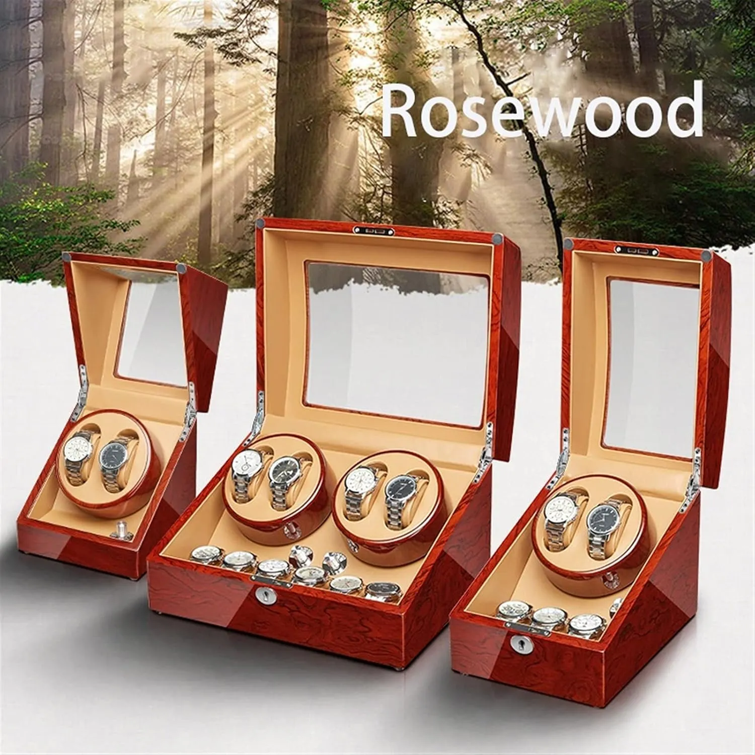 Pillow Wood correspondent contender Shell Piano Finish Open and Shut Down Featured Fit Lady and Man Watches Display Box High End Automatic Watch Winder with Quiet Flexible Watch 