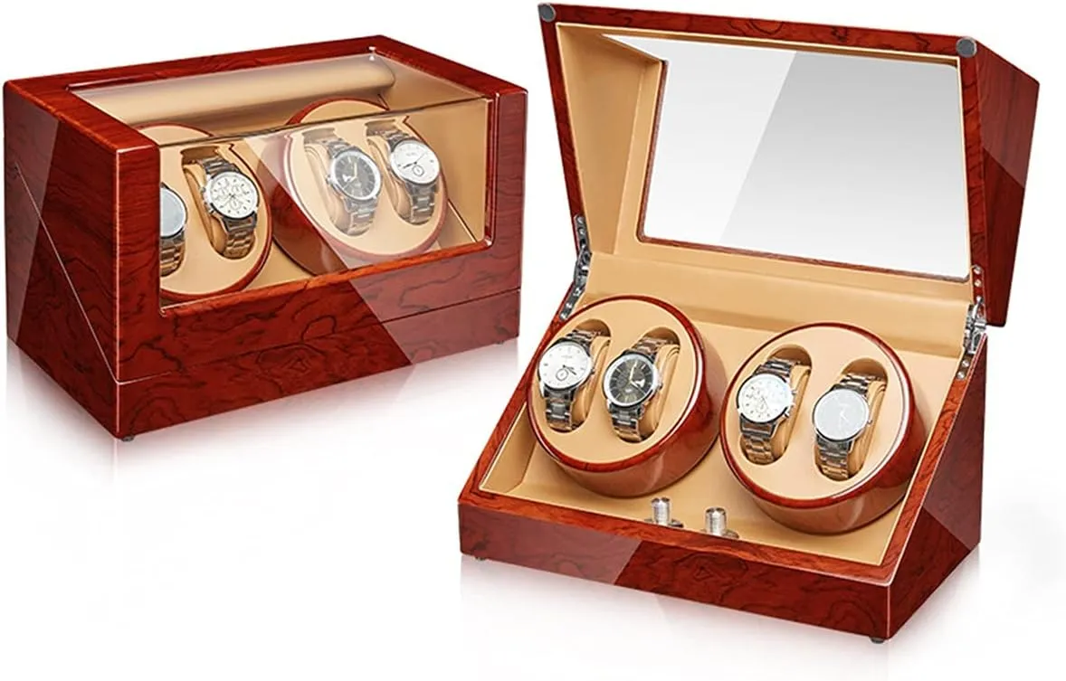 Pillow Wood Shell Piano Finish 4 Rotation Mode Setting Fit Lady/Man Watches poverty disaster ambidextrous flesh (Size : 4 0) Watch Display Box Automatic Watch Winder Watches Display Box with Quiet Mabuchi Motor Flexible Watch 