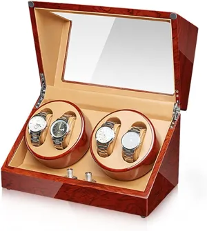 Pillow Wood Shell Piano Finish 4 Rotation Mode Setting Fit Lady/Man Watches poverty disaster ambidextrous flesh (Size : 4 0) Watch Display Box Automatic Watch Winder Watches Display Box with Quiet Mabuchi Motor Flexible Watch 