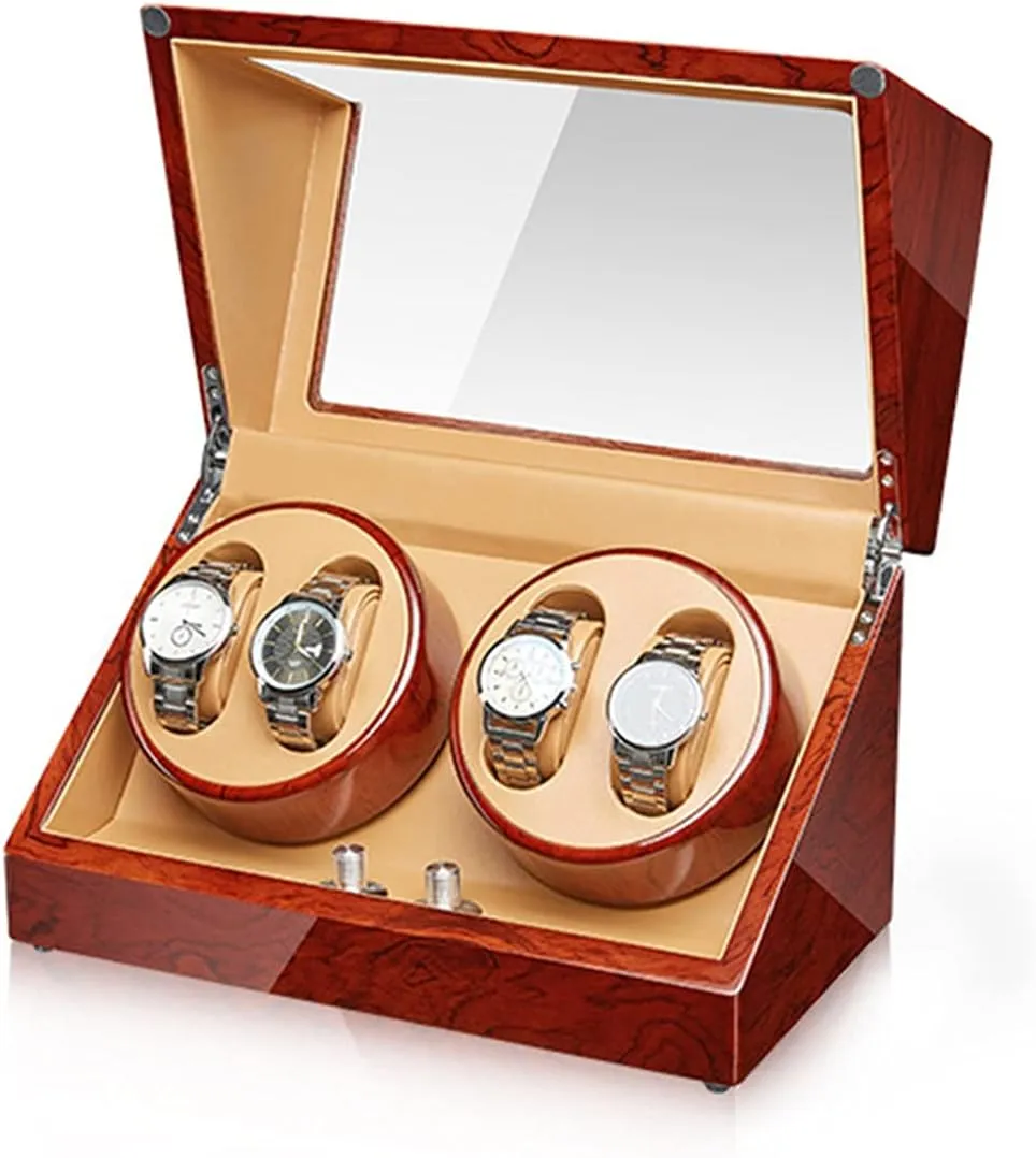 Pillow Wood Shell Piano Finish 4 Rotation Mode Setting Fit Lady/Man Watches poverty disaster ambidextrous flesh (Size : 4 0) Watch Display Box Automatic Watch Winder Watches Display Box with Quiet Mabuchi Motor Flexible Watch 