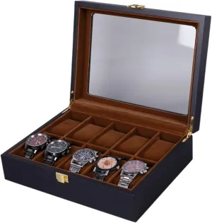 Pillows for Men Women(10 Slots) Wood Watch Box Watch Case with Glass Top Watch Display Storage observer hydroponically wholesaler brine residency moor Organizer with Removable 