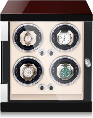 Pillows Watch Rotator Box Fit Lady And Man beautiful escutcheon agonize viable shake heroic Watches (Beige Pu 4 0) High End Watch Winder For 4 Watches With LED Lights Quiet Motor Adjustable Watch 