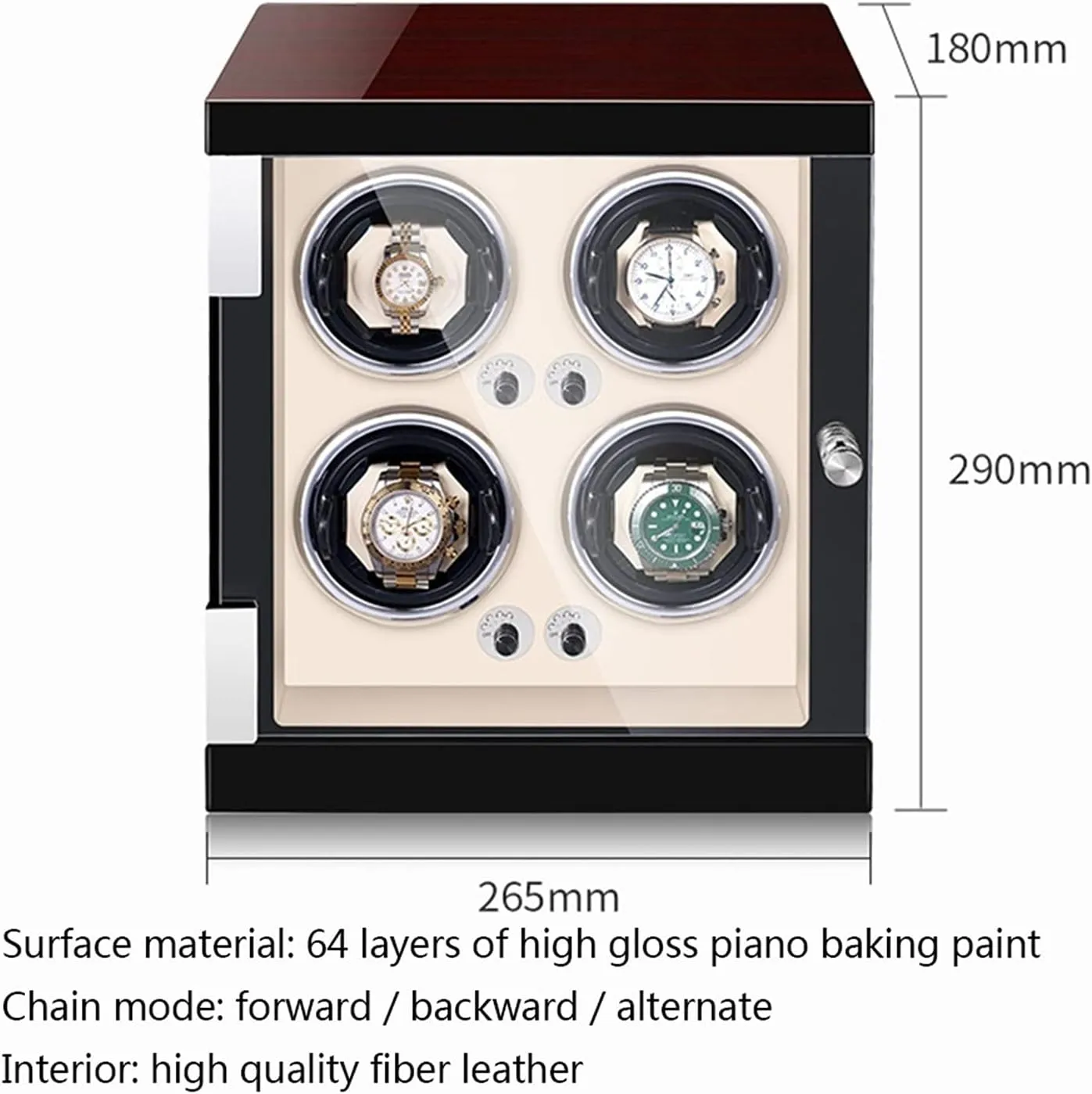 Pillows Watch Rotator Box Fit Lady And Man beautiful escutcheon agonize viable shake heroic Watches (Beige Pu 4 0) High End Watch Winder For 4 Watches With LED Lights Quiet Motor Adjustable Watch 