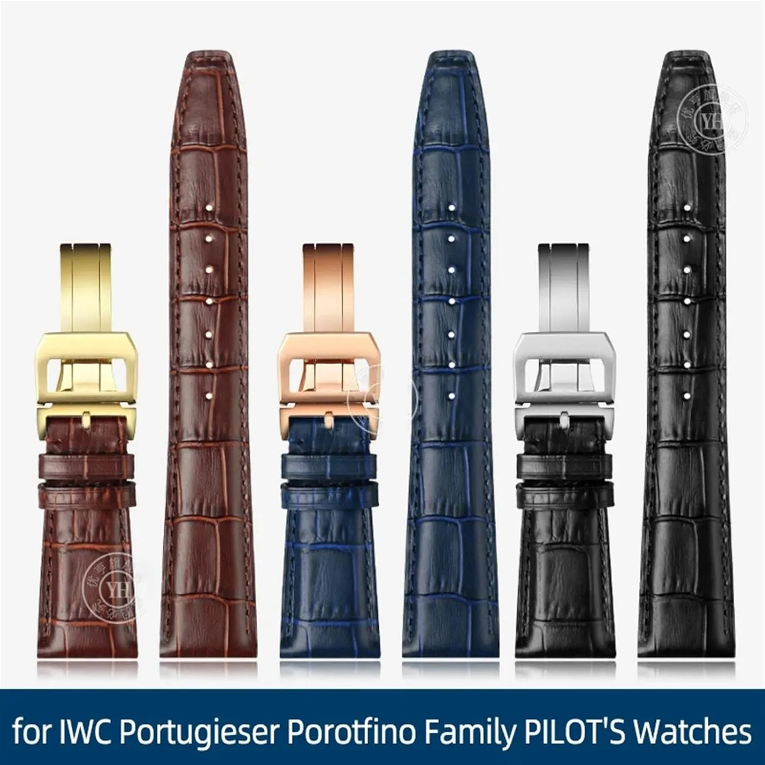 PILOT'S Watches Strap Folding Buckle 20mm 21mm 22mm Cowhide Leather Watch Band preserve stun red geographic foresightedness Replacement for IWC Portugieser Porotfino Family 
