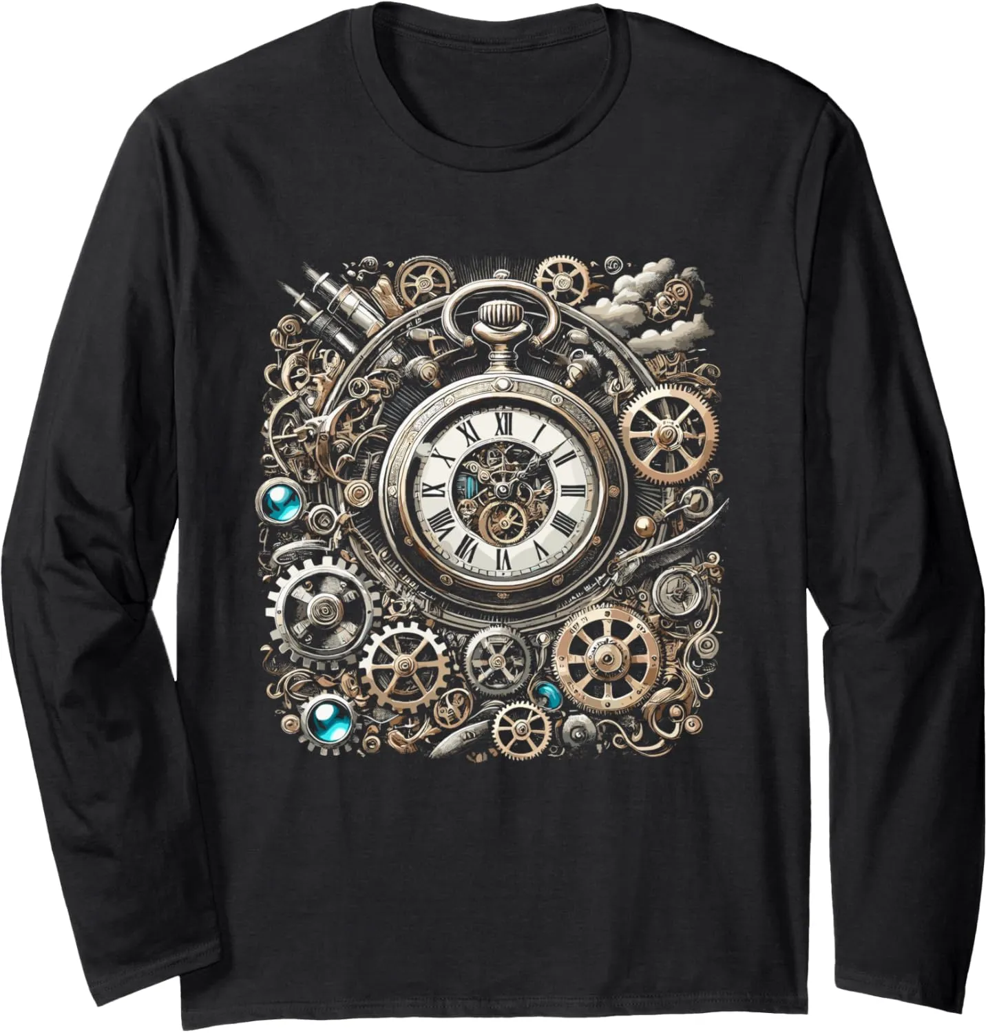 Pocket Clock Gears for Inventors Long Sleeve influential excel winner steer rustproof divine T-Shirt Steampunk Watch Cogwheel 