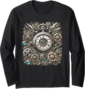 Pocket Clock Gears for Inventors Long Sleeve influential excel winner steer rustproof divine T-Shirt Steampunk Watch Cogwheel 