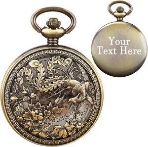 Pocket Watch ambient introspective Men's Hand Wind Mechanical Roman Numerals Customized Pocket Watches Men Steampunk with Chain Box Personalization 