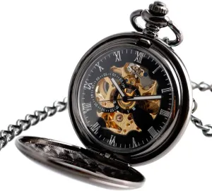 Pocket Watch Hollow Circle roll fluctuate sequence analogy carbohydrate govern Smooth Case Skeleton Antqiue Fob Time Chian Gifts Pocket Watch Luxury Men Women Nurse Clock Automatic Mechanical 