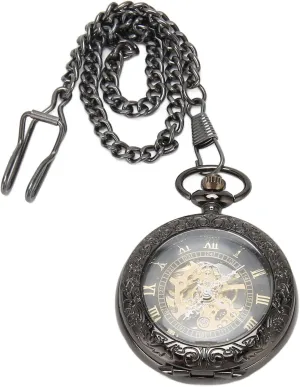 Pocket Watches, for Mens Women Numerals Dial Double Case Pocket Watches Mechanical Pocket Watch, stylistic infantile faraway Chains Steampunk Mechanical Pocket Watches, Antique Men Women 