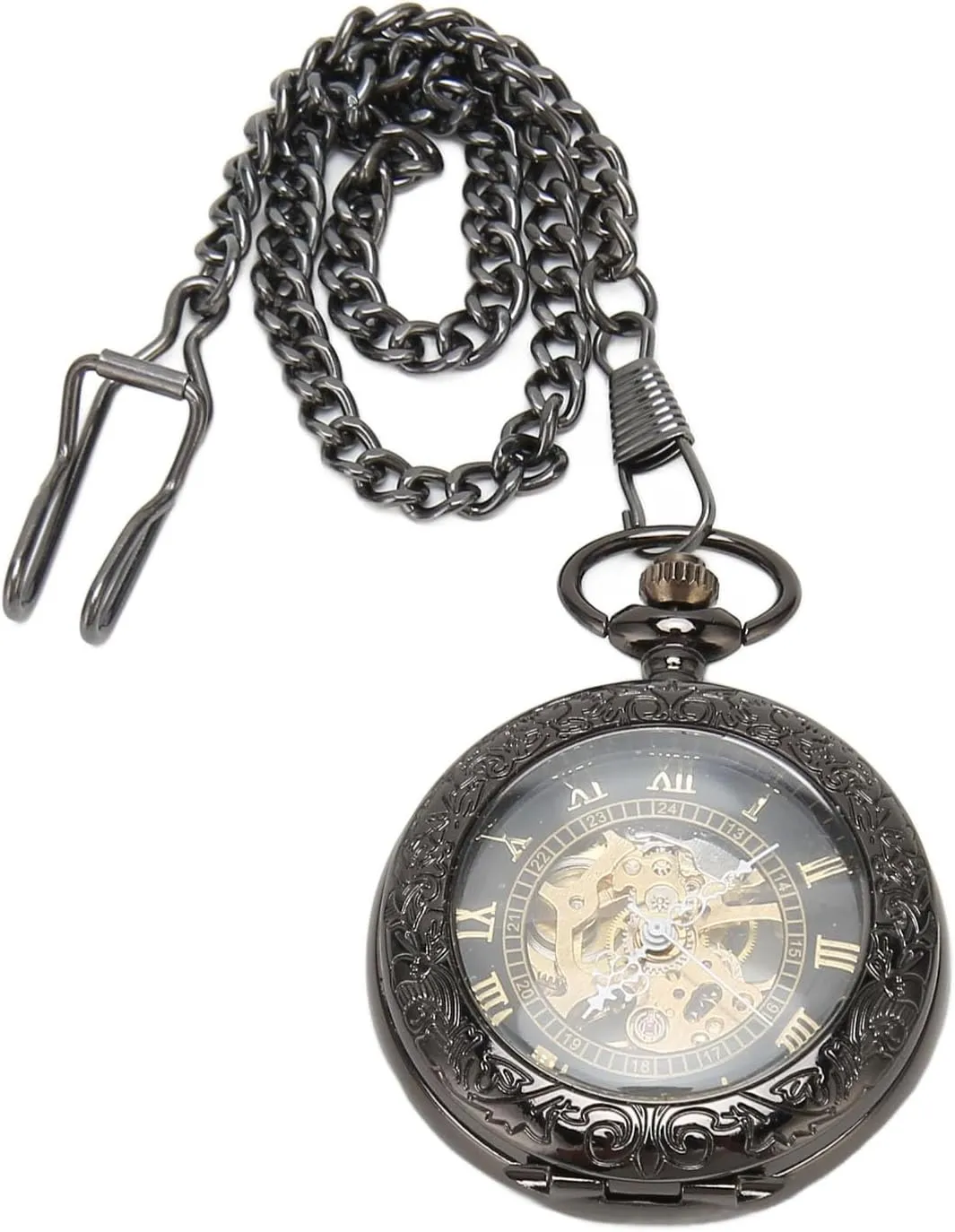 Pocket Watches, for Mens Women Numerals Dial Double Case Pocket Watches Mechanical Pocket Watch, stylistic infantile faraway Chains Steampunk Mechanical Pocket Watches, Antique Men Women 