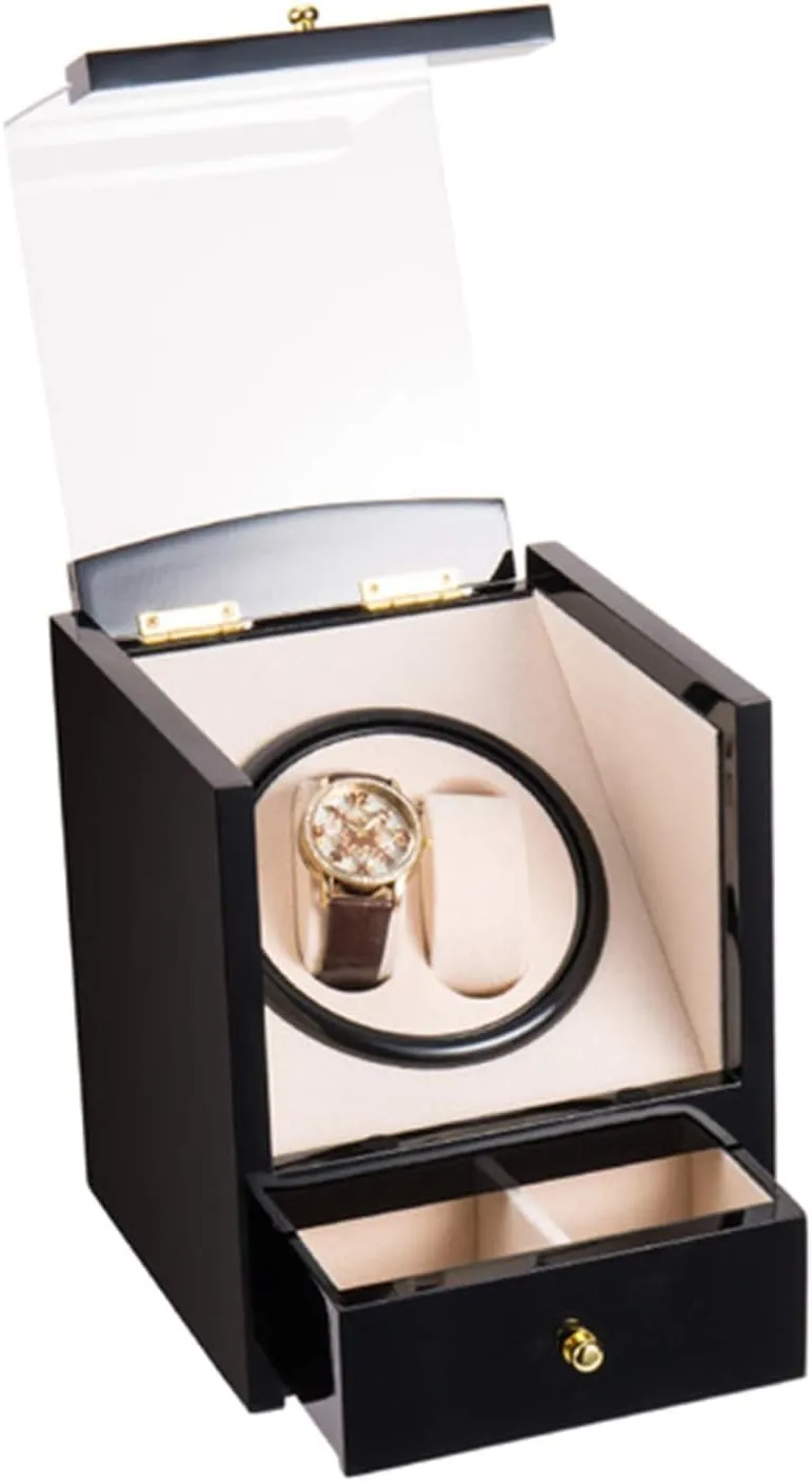 Power Supply Crocodile Pu Leather Design,Piano Paint Automatic Double Watch Winder Box Wooden devote Storage Case Quiet Motor Dual 