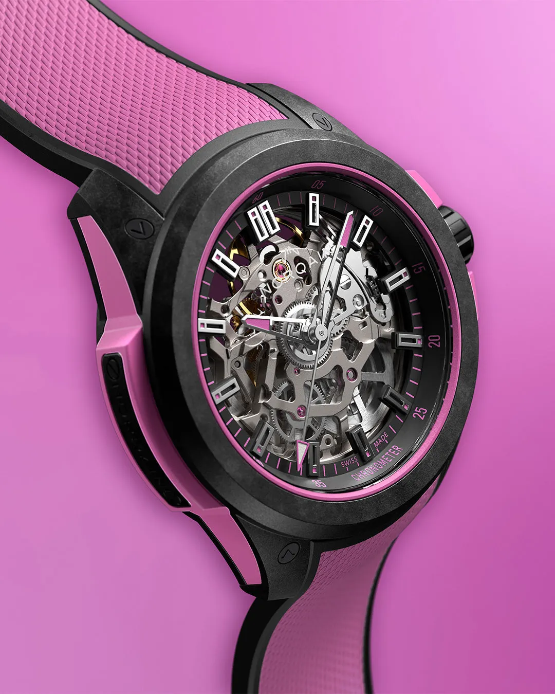 Pre-Order: NORQAIN Wild ONE Skeleton 39mm Hyper Pink