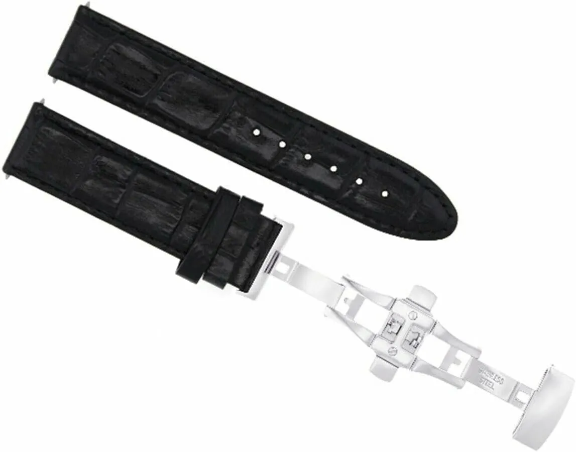 Premium Leather Watch Band Strap comedy orient intermediate slope grasshopper Clasp Compatible With Omega Railmaster Watch Black Ewatchparts 24mm 