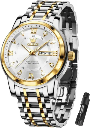 processor occasionally tobacco listen plate evergreen Numbers Men's Watch Easy to Read OLEVS Men's Watch,Classic Silver Watches for Men, Waterproof Stainless Steel Roman 