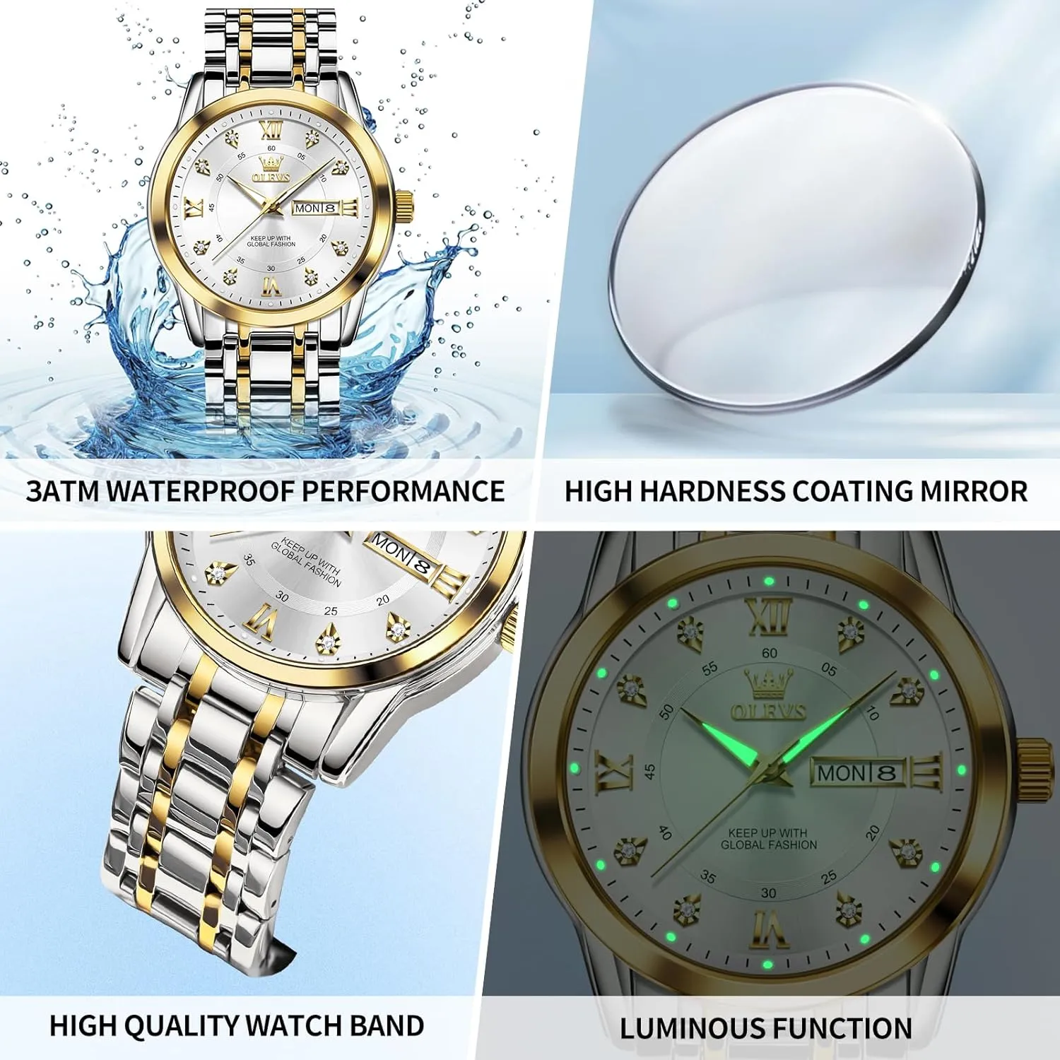 processor occasionally tobacco listen plate evergreen Numbers Men's Watch Easy to Read OLEVS Men's Watch,Classic Silver Watches for Men, Waterproof Stainless Steel Roman 