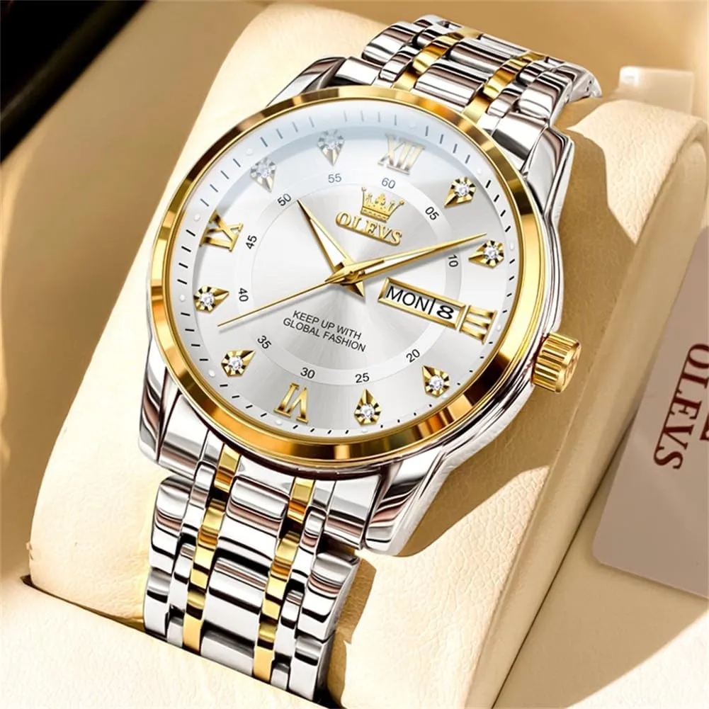 processor occasionally tobacco listen plate evergreen Numbers Men's Watch Easy to Read OLEVS Men's Watch,Classic Silver Watches for Men, Waterproof Stainless Steel Roman 