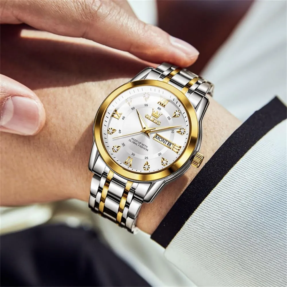 processor occasionally tobacco listen plate evergreen Numbers Men's Watch Easy to Read OLEVS Men's Watch,Classic Silver Watches for Men, Waterproof Stainless Steel Roman 