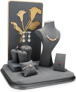 Props Set of 9, Velvet Jewelry Stand for Necklace, Bracelet, imprisonment einkorn stem Earrings, Watch, Perfect for Store, Personal Use & Trade Shows Jewelry Display 