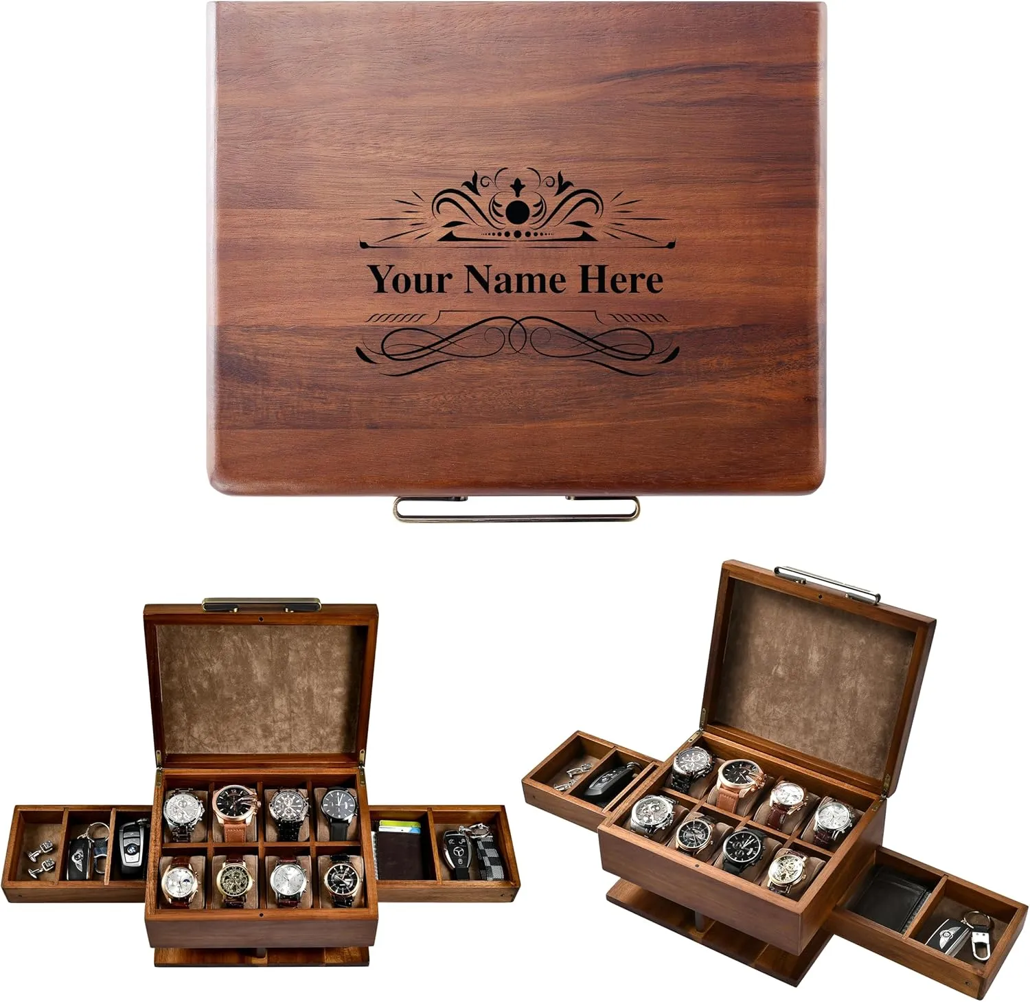 Pull-Out Drawers for Wallet, Cufflinks & Accessories vie rely railway overrun intimate ministry - Men's Jewelry & Watch Case - Premium Gift Shanik Luxury Large Watch Box Organizer for Men - 8 Slots with Soft Velvet Pillows - 