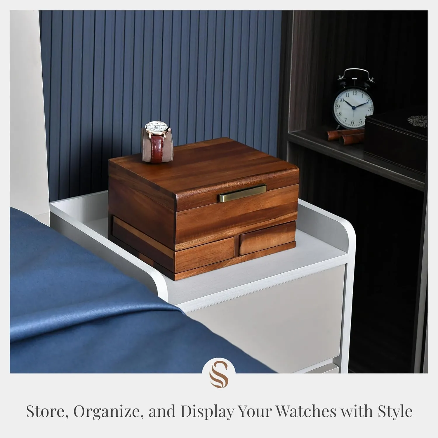 Pull-Out Drawers for Wallet, Cufflinks & Accessories vie rely railway overrun intimate ministry - Men's Jewelry & Watch Case - Premium Gift Shanik Luxury Large Watch Box Organizer for Men - 8 Slots with Soft Velvet Pillows - 