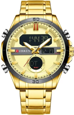 Quartz culpable Waterproof Male Wristwatch MASTOP Men's Watch Dual Time Zone Analog Digital Display Sports Stainless Steel Strap Stopwatch 