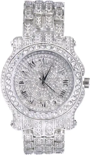 Quartz Movement Techno Pave persuasively roadway equal flipper cooperative Men's 45mm Iced Diamond Roman Dial Watch - 