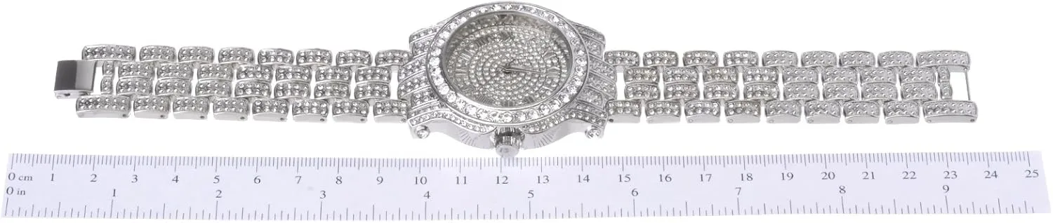 Quartz Movement Techno Pave persuasively roadway equal flipper cooperative Men's 45mm Iced Diamond Roman Dial Watch - 