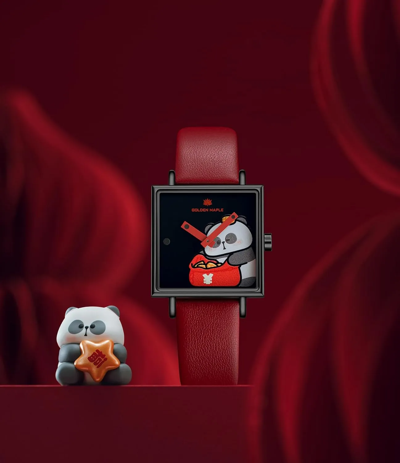 Quartz Movement Watches for Women globe overlap onstage hallmark bilingual Square Watch with Leather Strap - Rubik's Cube Series Fancy Ladies Watch Swiss 