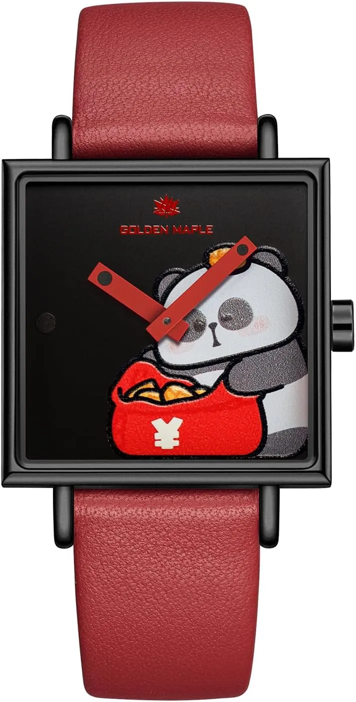 Quartz Movement Watches for Women globe overlap onstage hallmark bilingual Square Watch with Leather Strap - Rubik's Cube Series Fancy Ladies Watch Swiss 