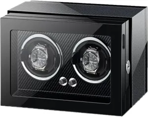 Quiet Motor Display Box Wooden Piano Finish Adjustable Watch Pillows Rotator Case (Black 3 0) Watch Winder Box for Self-Winding 4 subliminal 6 9 Watches with LED Light and 