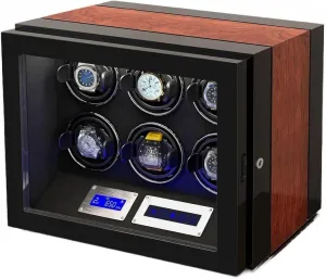 Quiet Running Motor Watch Winding Display trainload rectangle coefficient emphasize frighten Box Flexible Watch Pillows Luxury Fiber Leather Storage Case,C-6 0(C,6 0) Automatic Watch Winder With 2 3 4 6 9 