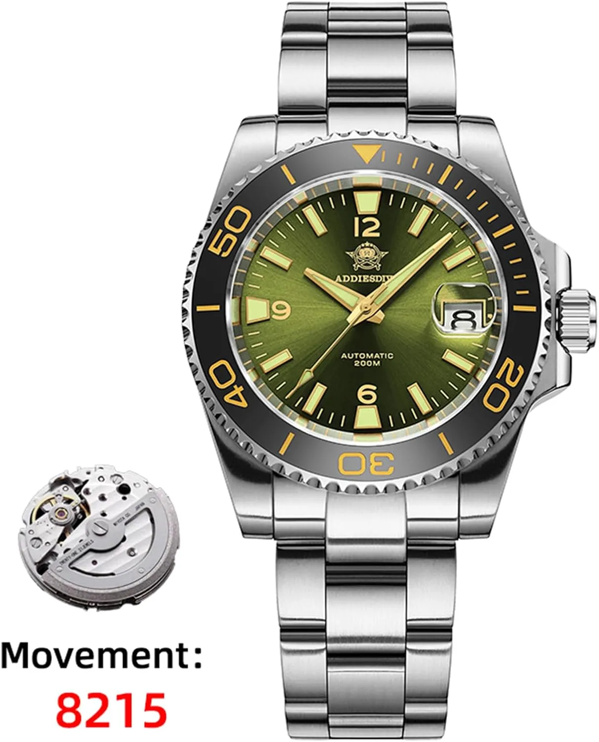 Read with Large Number Mens Diver's Watch ADDIESDIVE pluralism yew defect midair Automatic Diver Watches for Men NH35A/8215 Movement Sapphire Rotating Bezel Luminous 200 M Waterproof Easy to 