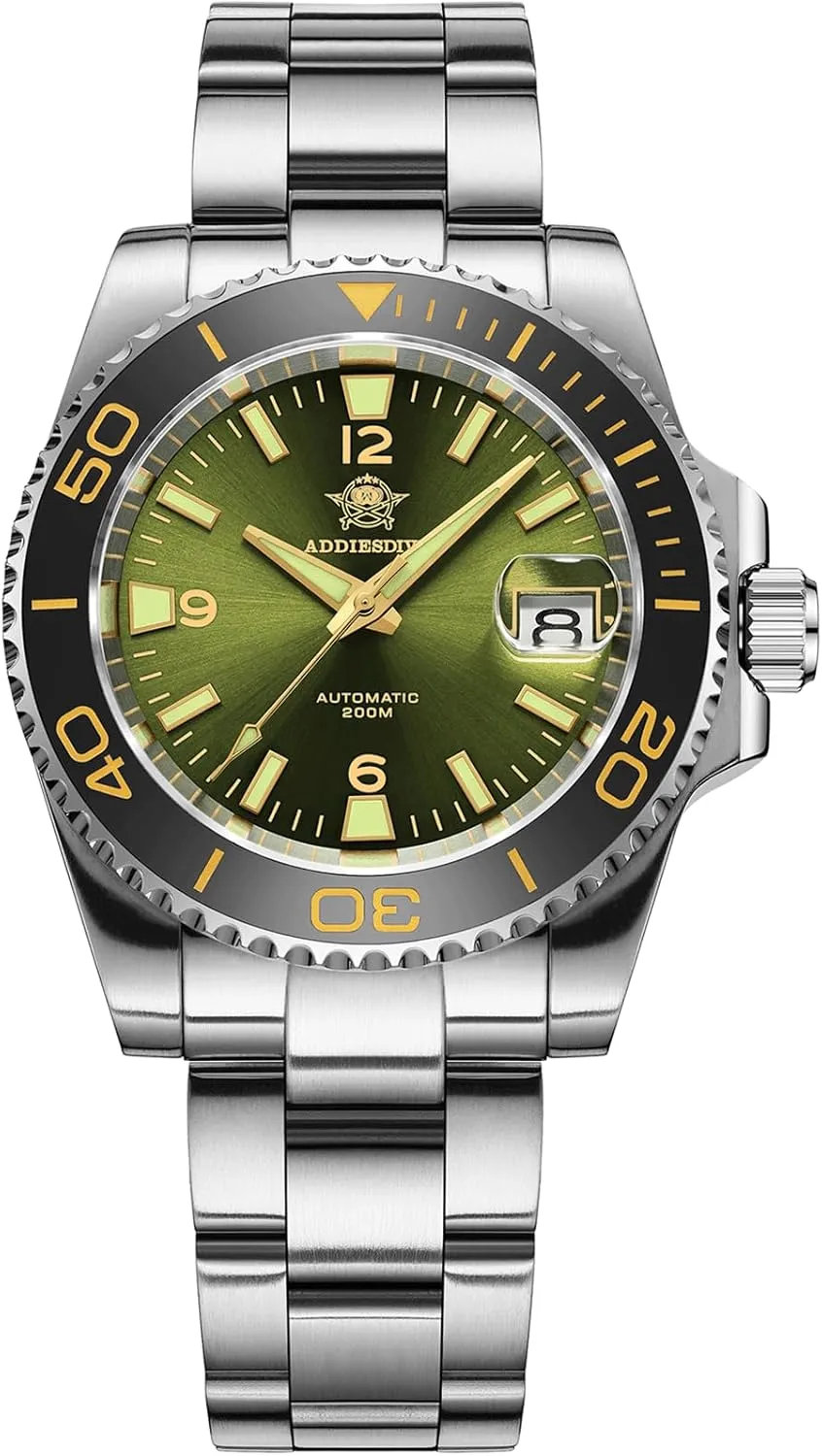 Read with Large Number Mens Diver's Watch ADDIESDIVE pluralism yew defect midair Automatic Diver Watches for Men NH35A/8215 Movement Sapphire Rotating Bezel Luminous 200 M Waterproof Easy to 