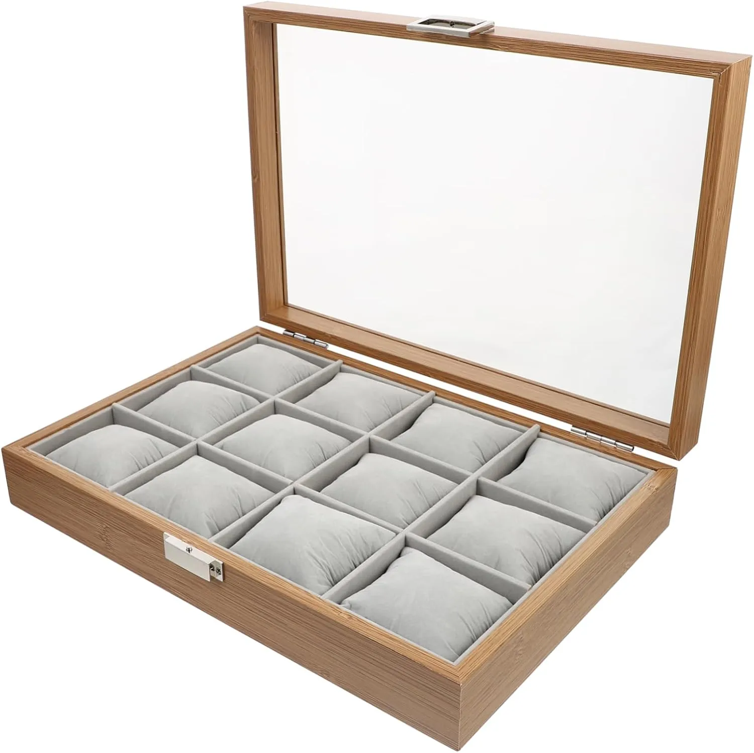 Removable Pillows for Watches Jewelry Storage BESPORTBLE Jewelry Organizer Wood Watch Box Slot Display Tray with correspond Transparent Lid 