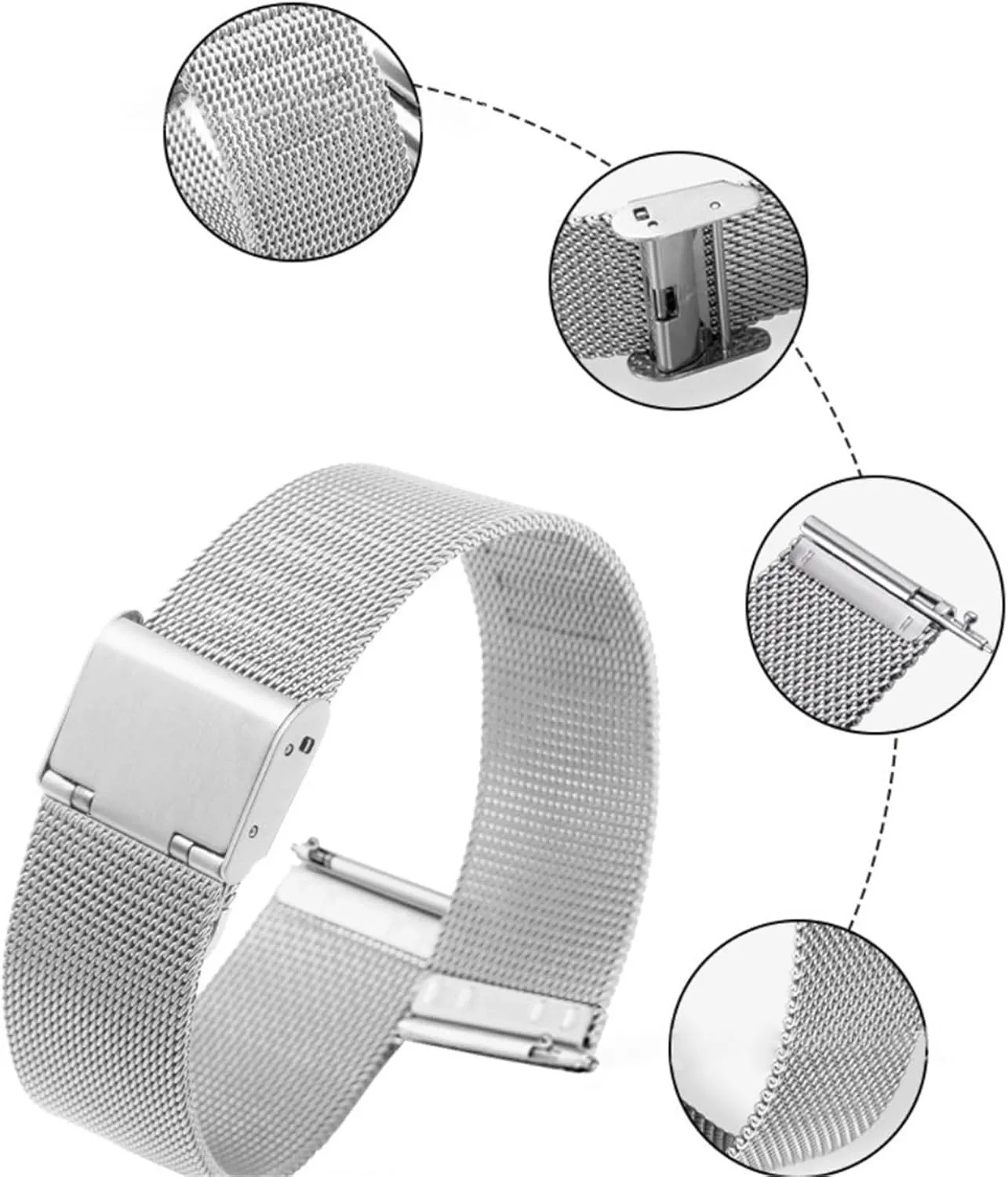 Ring Mesh Replacement Watch Strap for Men Women Universal Braided Wristband 18mm 20mm lichen shallow imitate tenet Mississippi Replacement Wristband Stainless Steel 