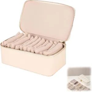 Rings, Bracelets (Beige) Familiarn Travel dormant accede Jewelry Box with Small Pouches, For Womens Earring, Necklace, 